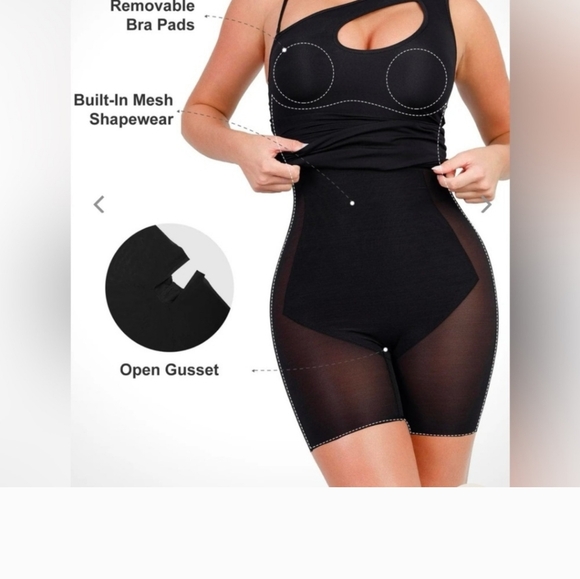 POPILUSH Shapewear One Shoulder Cutout Tummy Control Mini Dress - Picture 3 of 9